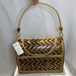 NWT Thai Straw Top Handle Formal Bag